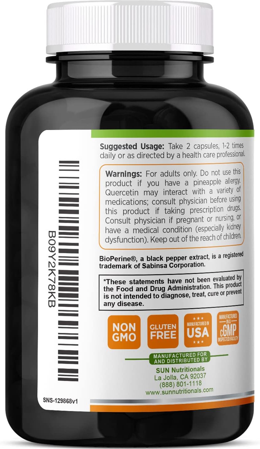 Zinc Defense+ Supplement with Quercetin, Bromelain, L-Cysteine, EGCG, Vitamins C, D3 & K2 - 120 VCaps, Non-GMO, Gluten Free - 2-Month Supply