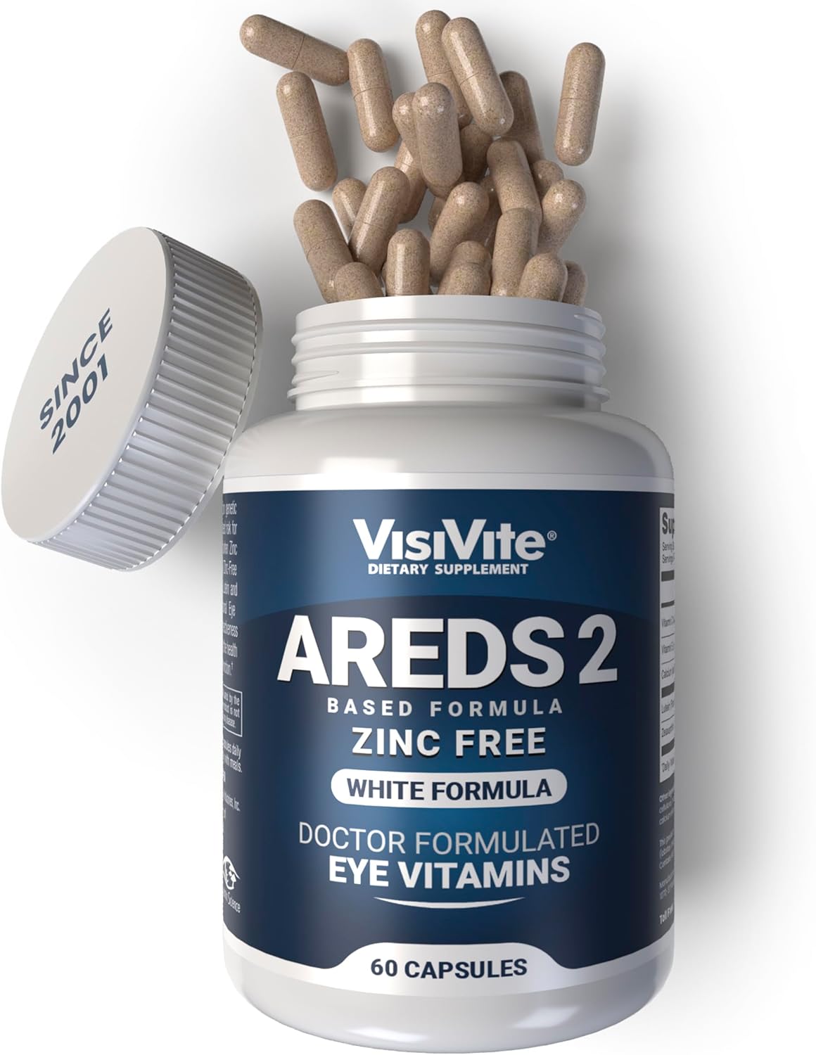 Zinc-Free VisiVite AREDS 2 Eye Vitamins with Zeaxanthin and Lutein - Soy-Free VCaps - No Zinc or Copper