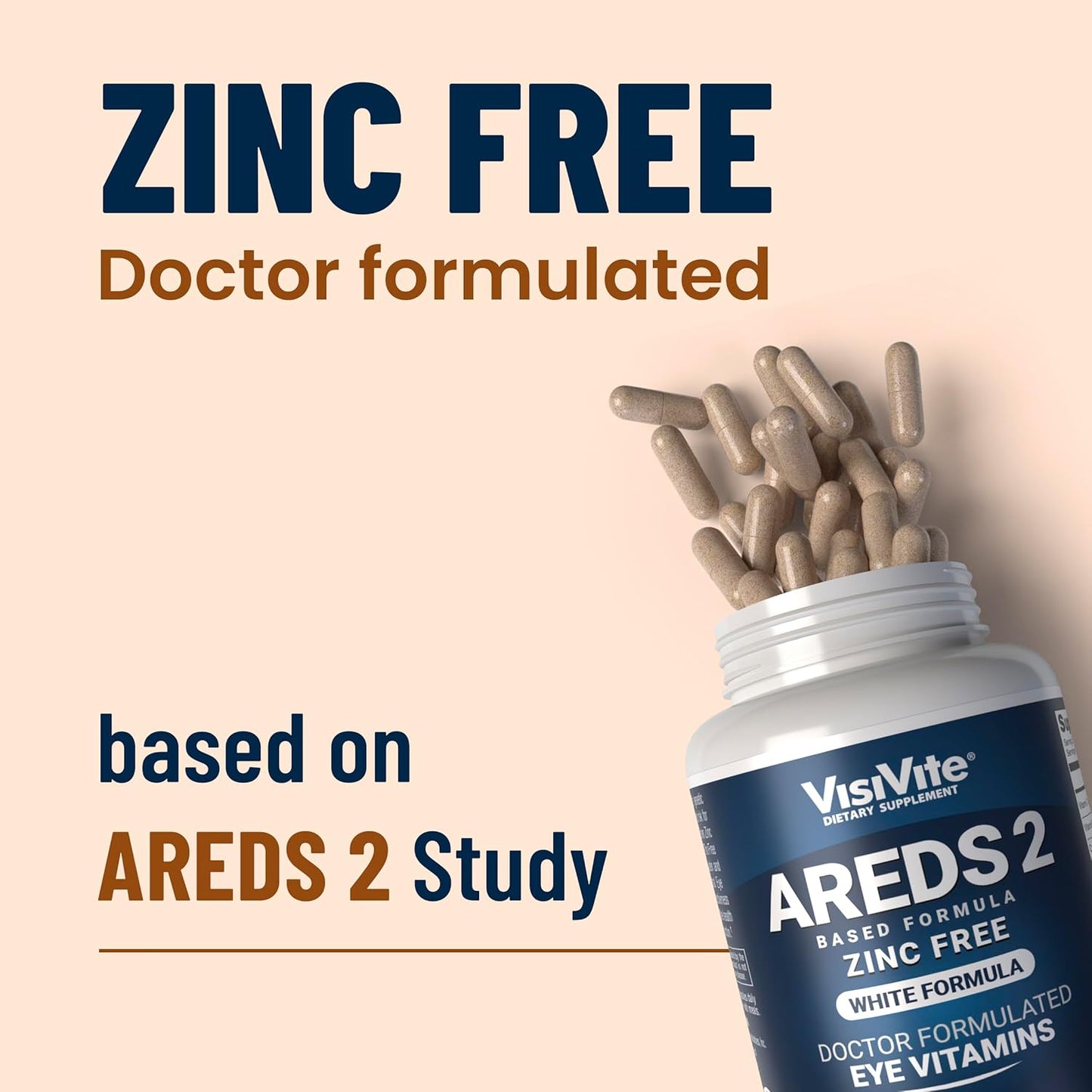 Zinc-Free VisiVite AREDS 2 Eye Vitamins with Zeaxanthin and Lutein - Soy-Free VCaps - No Zinc or Copper