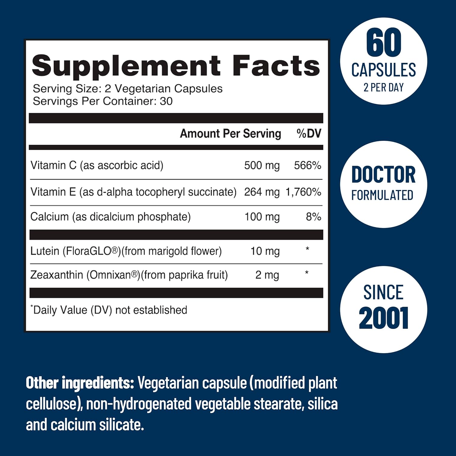Zinc-Free VisiVite AREDS 2 Eye Vitamins with Zeaxanthin and Lutein - Soy-Free VCaps - No Zinc or Copper