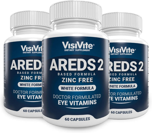 Zinc-Free White Eye Vitamins with Zeaxanthin and Lutein - Macular Health Formula - Pack of 3