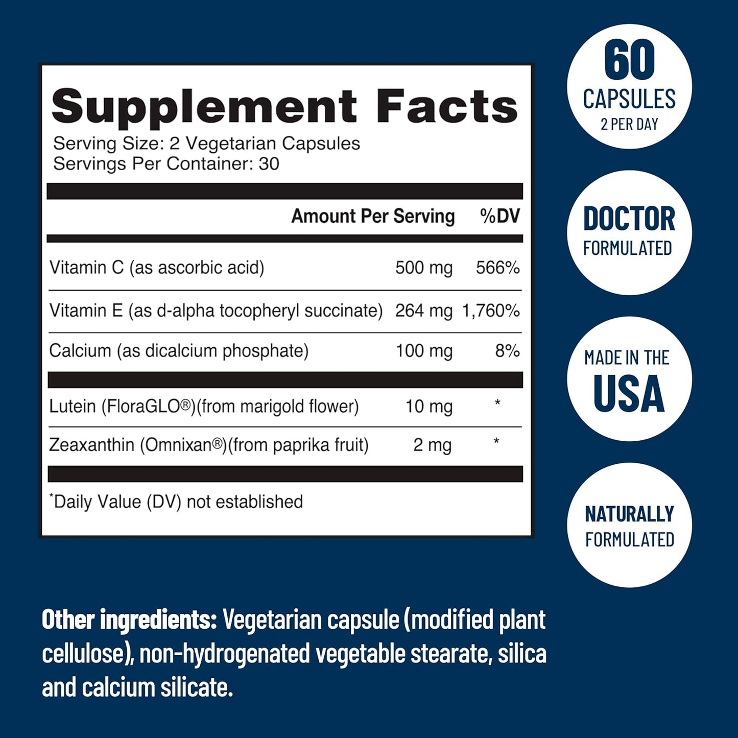 Zinc-Free White Eye Vitamins with Zeaxanthin and Lutein - Macular Health Formula - Pack of 3