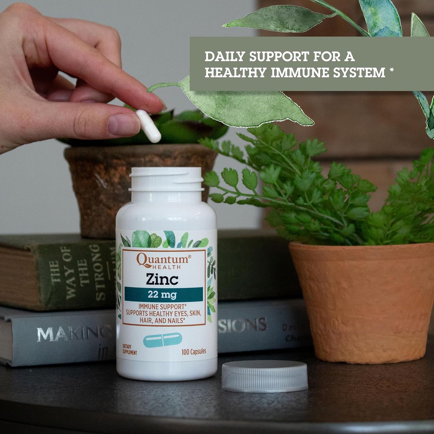 Zinc Gluconate 22mg Daily Immunity Support Supplement for Women & Men - Energy Boost, Healthy Eyes, Hair, Skin & Nails - 100 Capsules