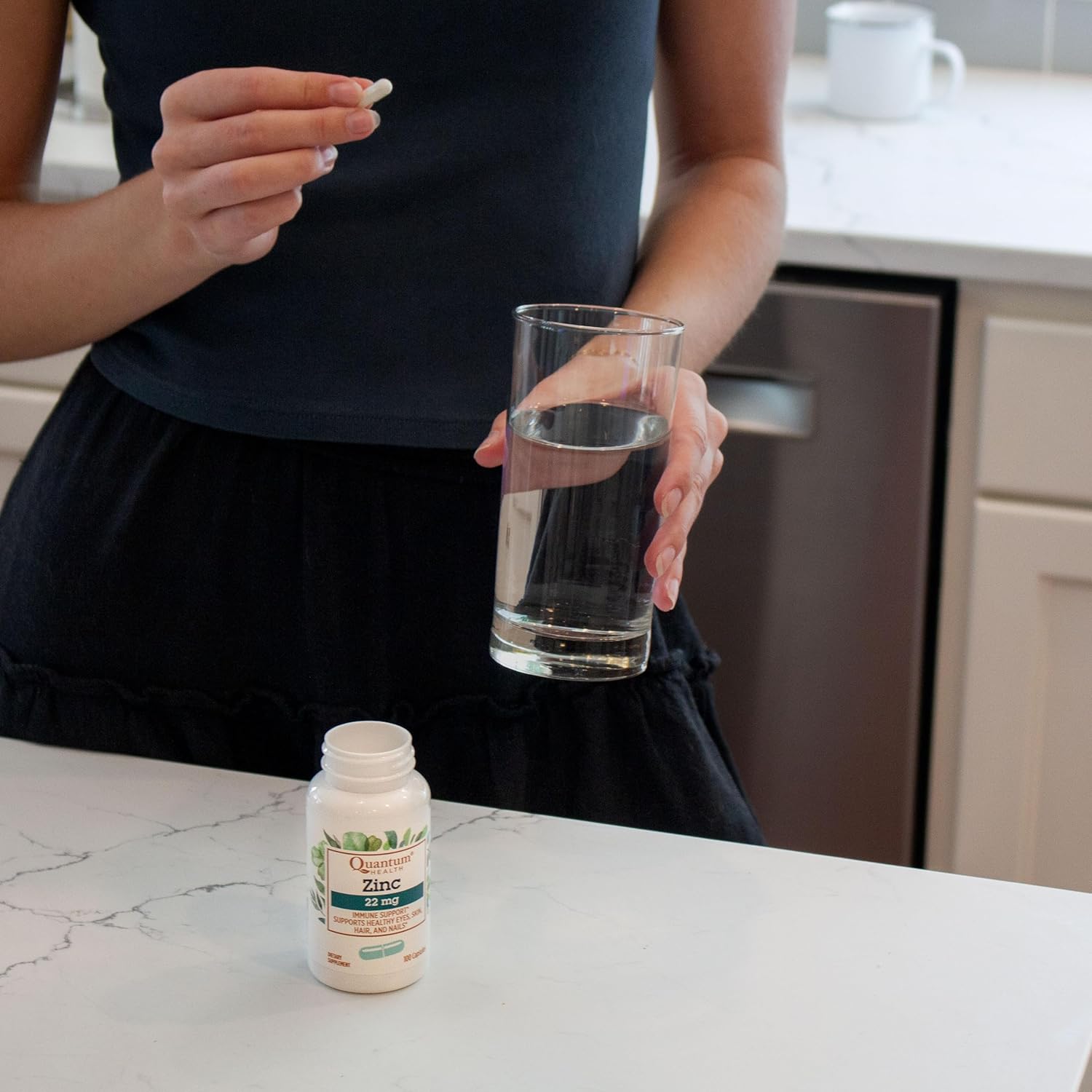 Zinc Gluconate 22mg Daily Immunity Support Supplement for Women & Men - Energy Boost, Healthy Eyes, Hair, Skin & Nails - 100 Capsules