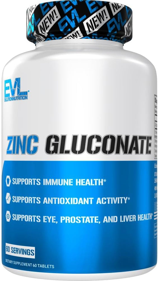 Zinc Gluconate Immune Health Supplement - Eye, Prostate, Liver Support - Antioxidant Boost - 60 Servings