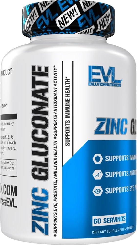 Zinc Gluconate Immune Health Supplement - Eye, Prostate, Liver Support - Antioxidant Boost - 60 Servings