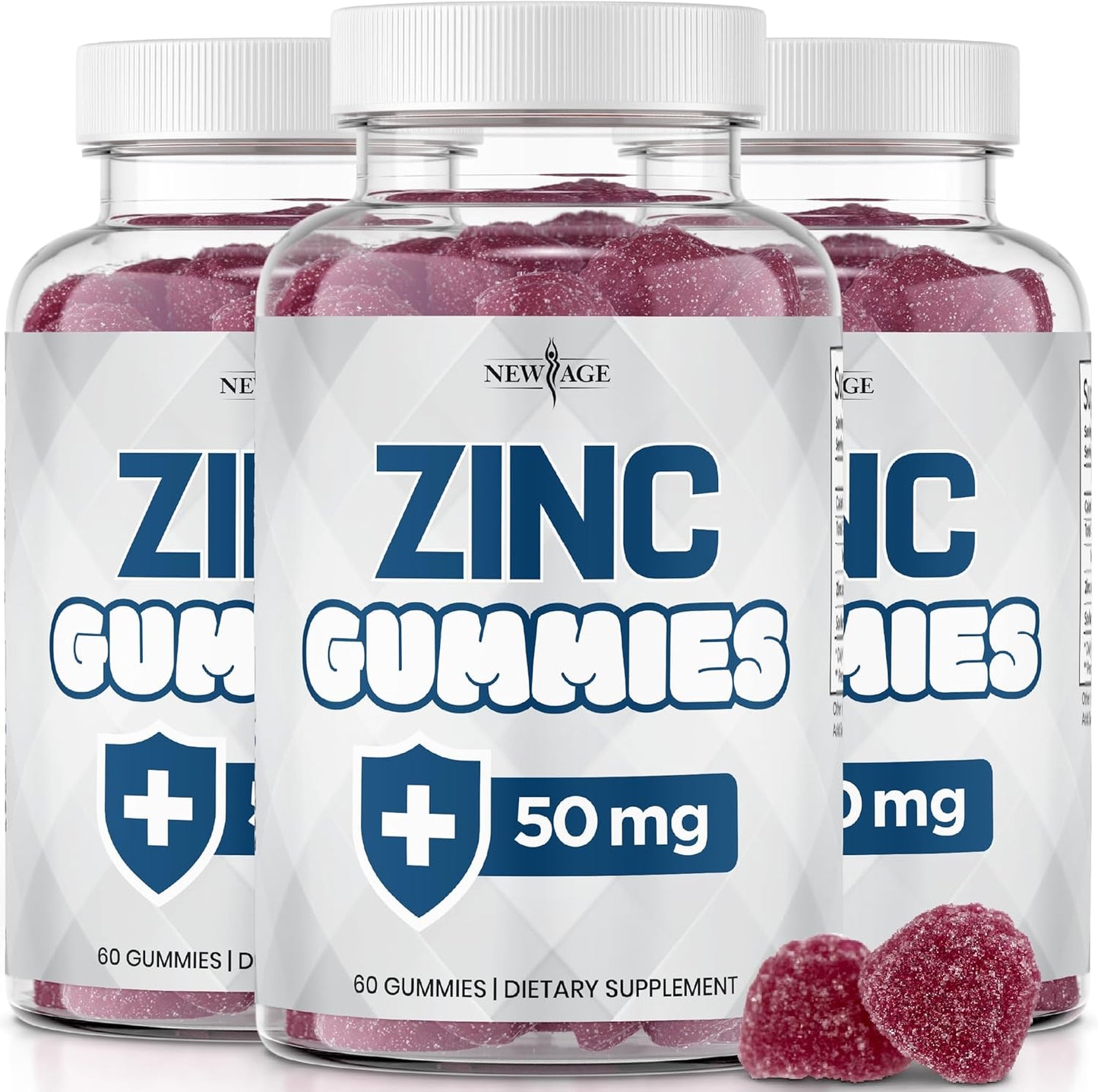 Zinc Gummies - 50mg High Immune Booster Supplement, Natural Antioxidant, Non-GMO, 180 Count (Pack of 3)