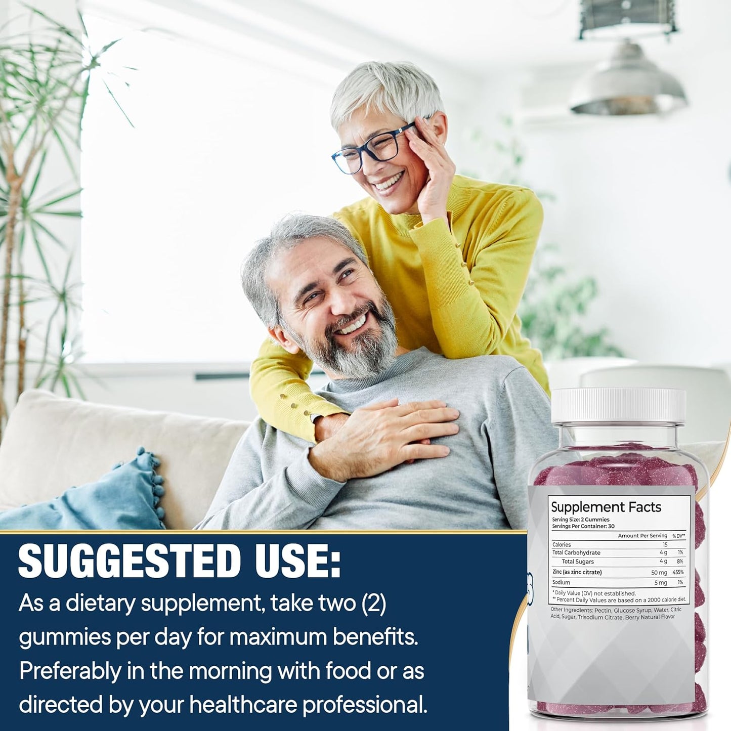 Zinc Gummies - 50mg High Immune Booster Supplement, Natural Antioxidant, Non-GMO, 180 Count (Pack of 3)