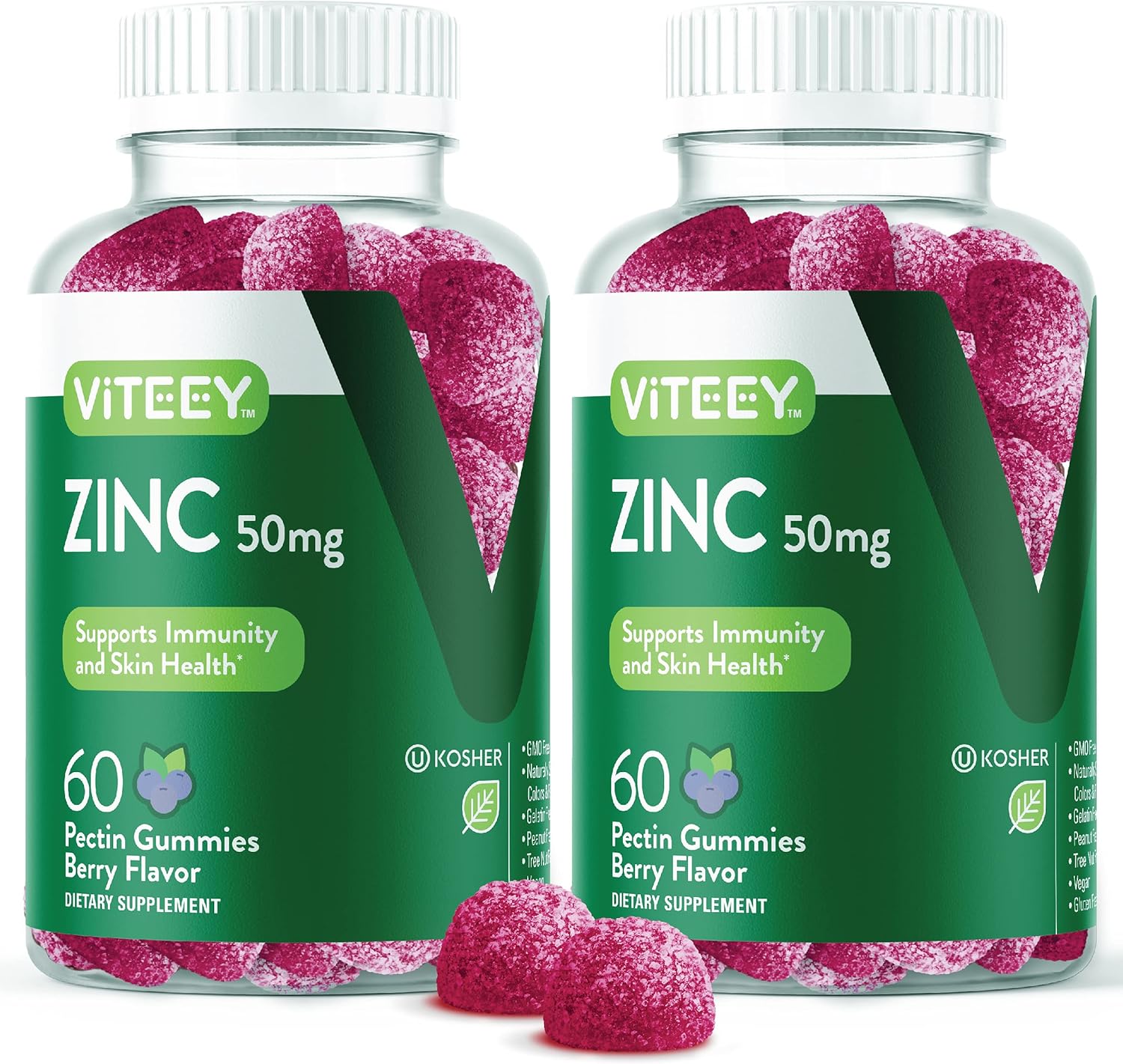 Zinc Gummies for Adults and Teens - 50mg - Immune & Antioxidant Support - Vegan Berry Flavored Supplement