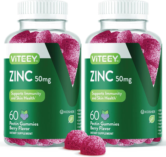 Zinc Gummies for Adults and Teens - 50mg - Immune & Antioxidant Support - Vegan Berry Flavored Supplement