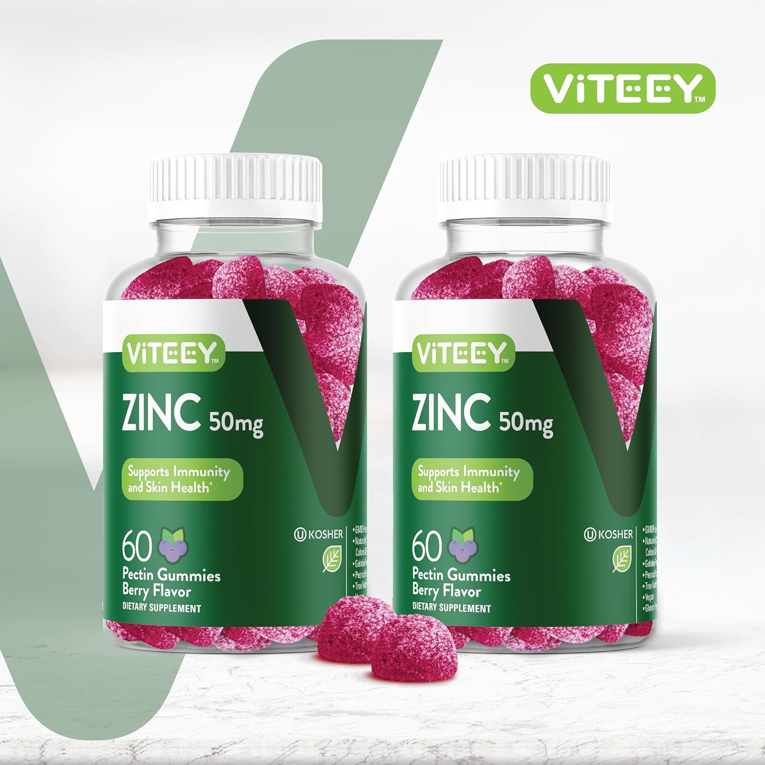 Zinc Gummies for Adults and Teens - 50mg - Immune & Antioxidant Support - Vegan Berry Flavored Supplement