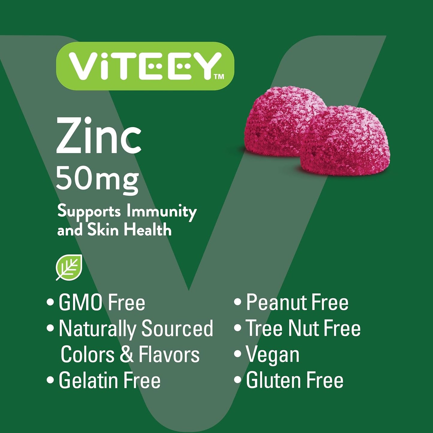 Zinc Gummies for Adults and Teens - 50mg - Immune & Antioxidant Support - Vegan Berry Flavored Supplement