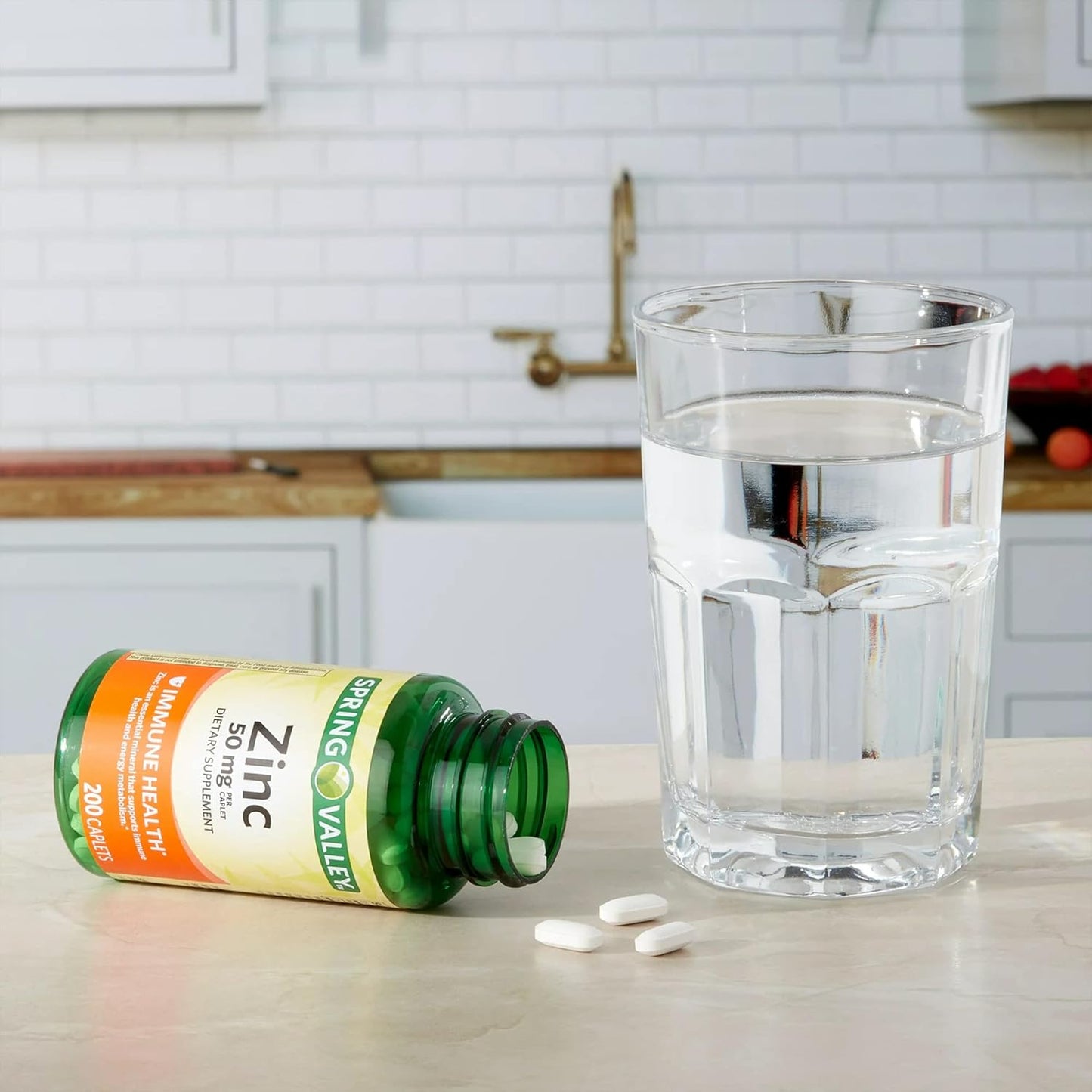 Zinc Immune Support Bundle - Spring Valley Zinc 200 Caplets with Lual's 45 Diabetes Decoded - 50 mg Zinc Supplements