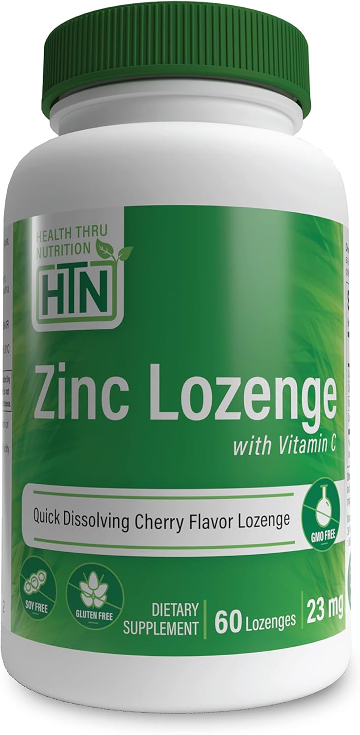 Zinc Lozenges with Vitamin C for Immune Support - 23mg Zinc, 30mg Vitamin C - Natural Cherry Flavor - 60 Count - Non-GMO, Gluten & Soy Free