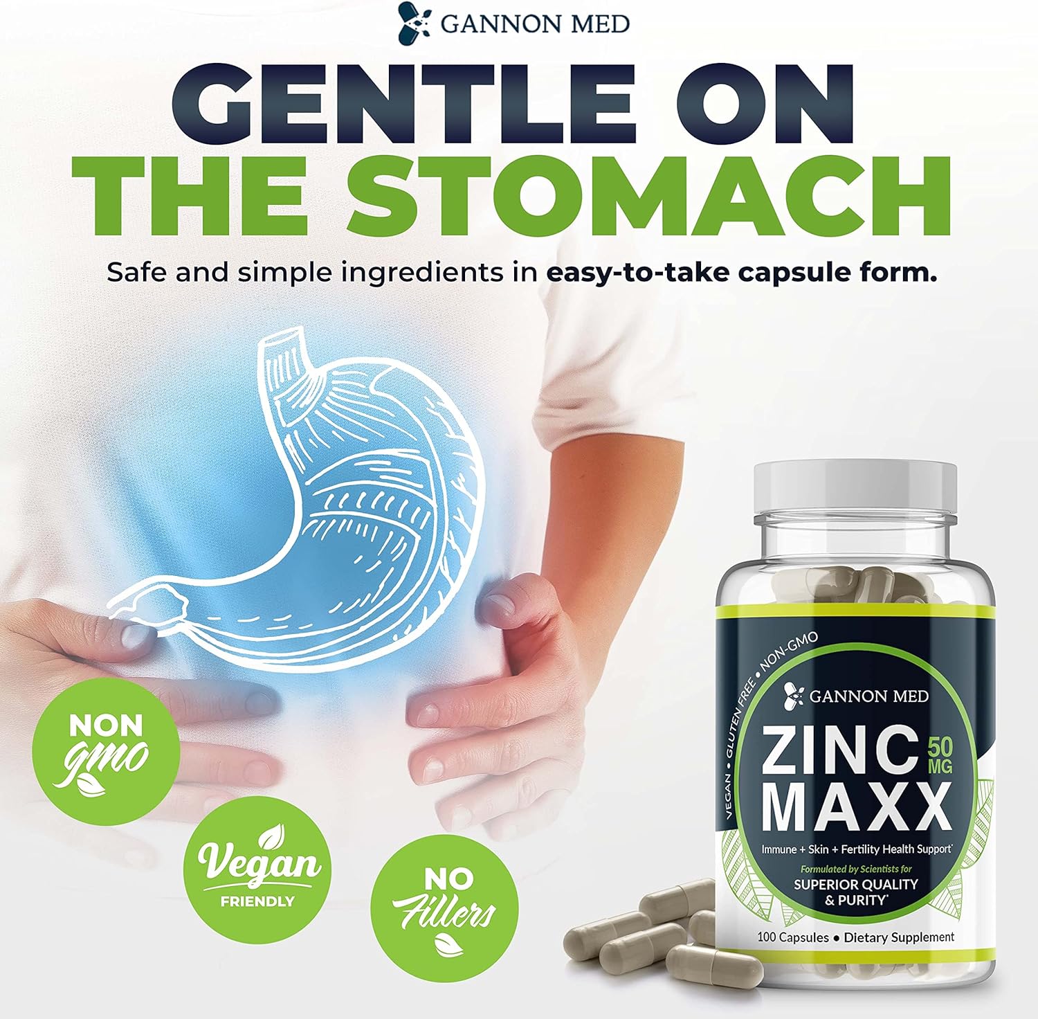 Zinc Maxx Capsules - Immune Booster for Reproductive Health and Skin Care - 100 Count, 3+ Month Supply