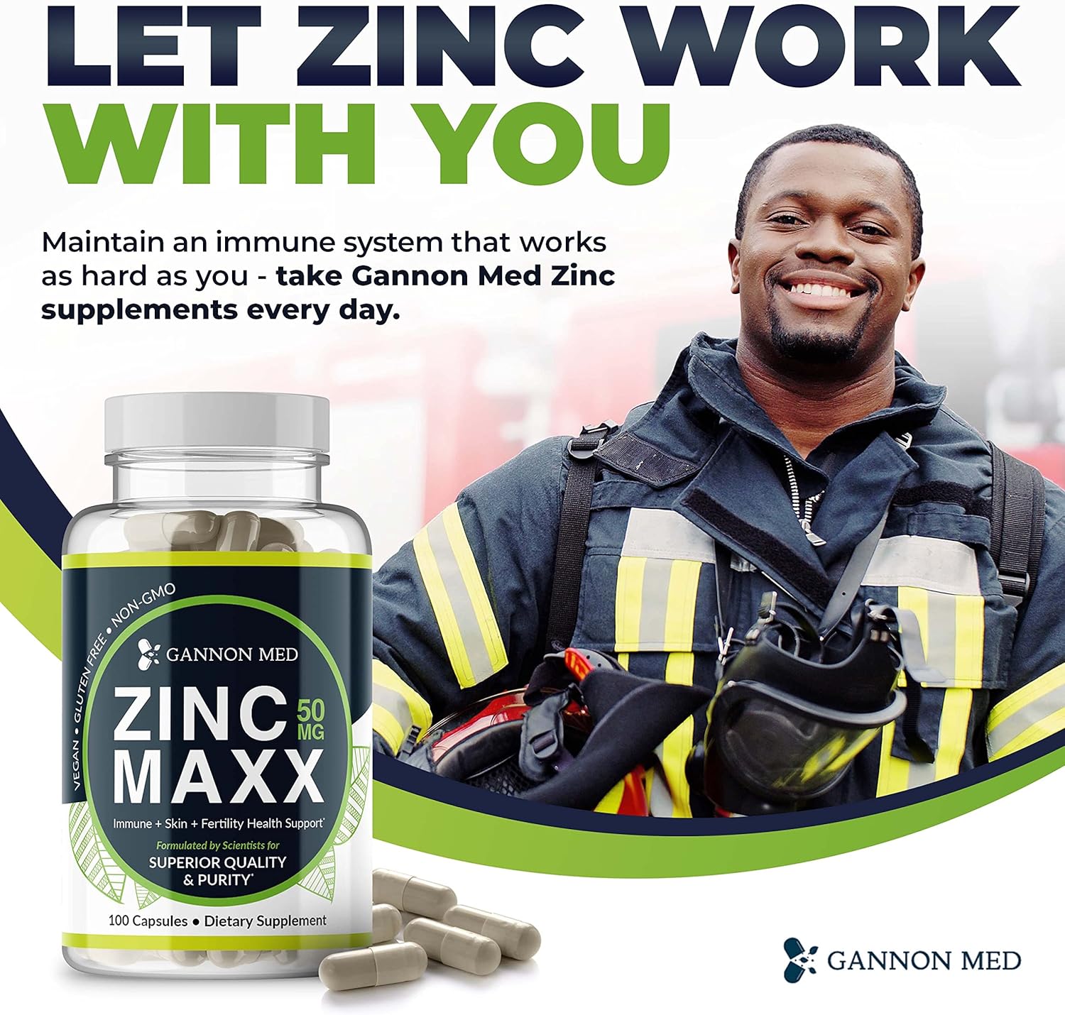 Zinc Maxx Capsules - Immune Booster for Reproductive Health and Skin Care - 100 Count, 3+ Month Supply