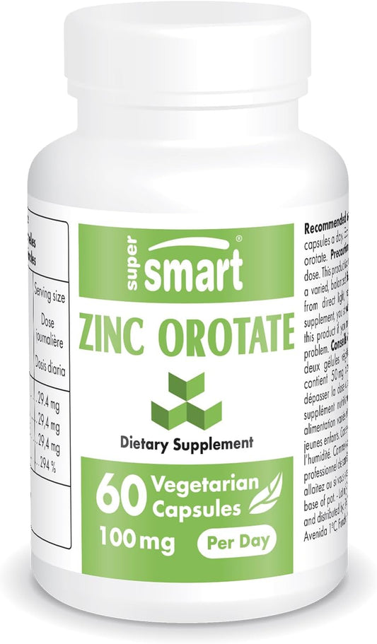 Zinc Orotate Supplement 100mg - Immune Support & Energy Booster - Skin Health - Non-GMO - 60 Vegetarian Capsules