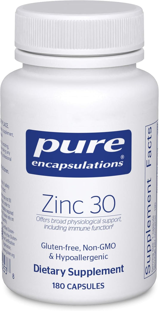 Zinc Picolinate 30 mg Capsules - Immune System Support, Growth, Development, and Wound Healing Supplement - 180 Count