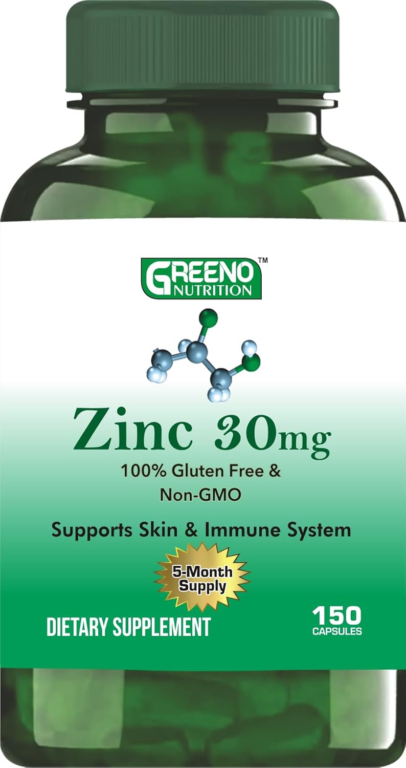 Zinc Picolinate Capsules 30mg, High Absorption for Immune Support, 150 Count - 5 Month Supply by GREENO NUTRITION