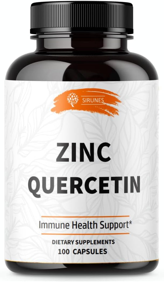 Zinc Quercetin Capsules 100pcs - Immune Support Supplement for Men and Women - Non-GMO Zinc Supplements