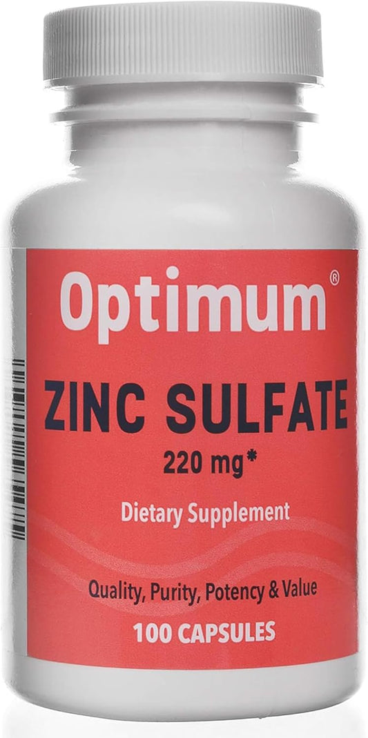 Zinc Sulfate 220mg Dietary Supplement Capsules - 100 Count by WELMATE