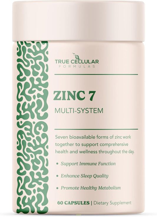Zinc7 Advanced Daily Supplement for Immune System Boost, Sleep, Metabolism, Dental Health & Hormone Balance - 60 Capsules, 50mg Zinc