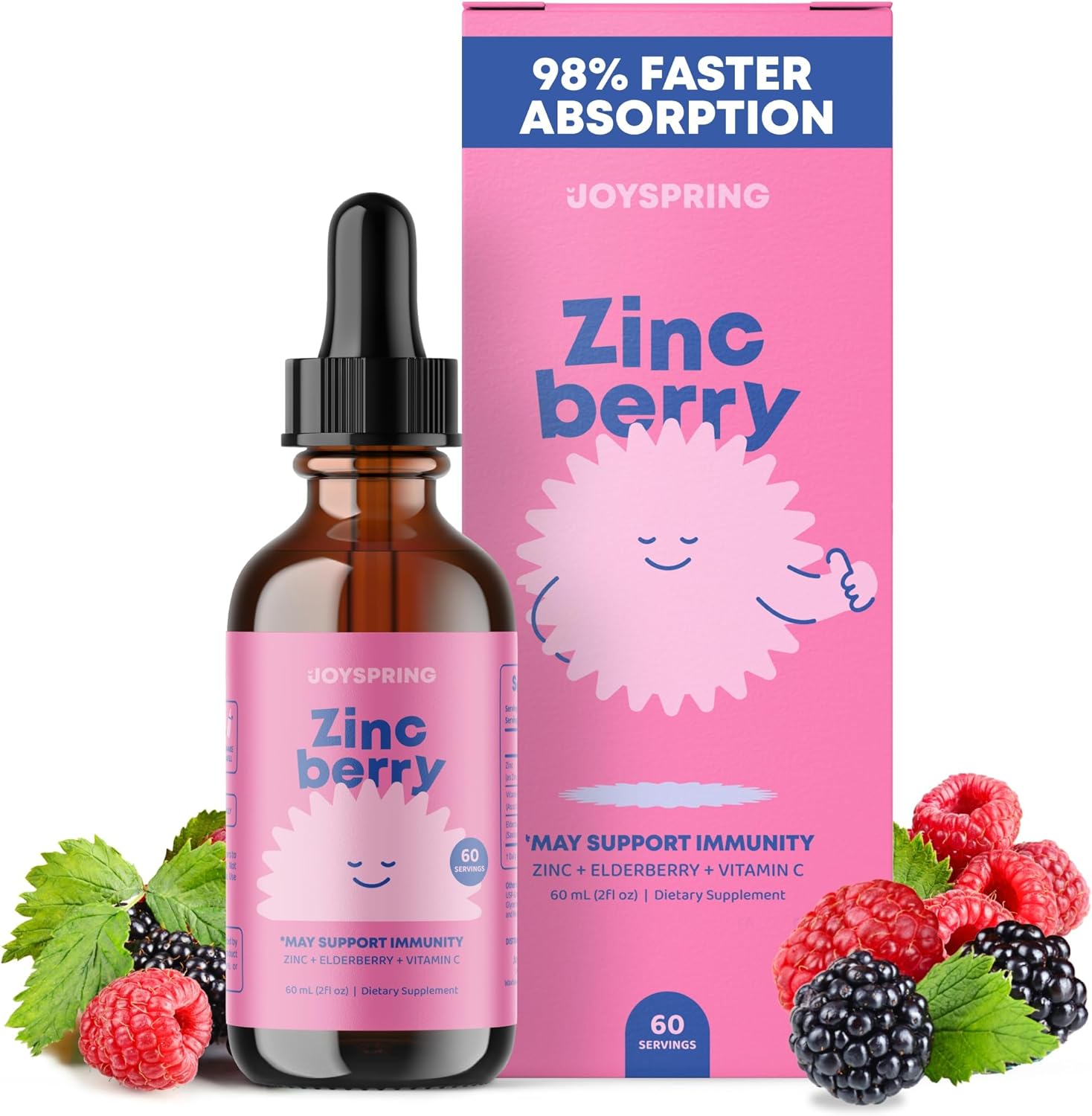 ZincBerry Kids Immune Support Drops with Elderberry Flavor - 2 fl oz Vitamin Supplement for Children 2-16+ Years