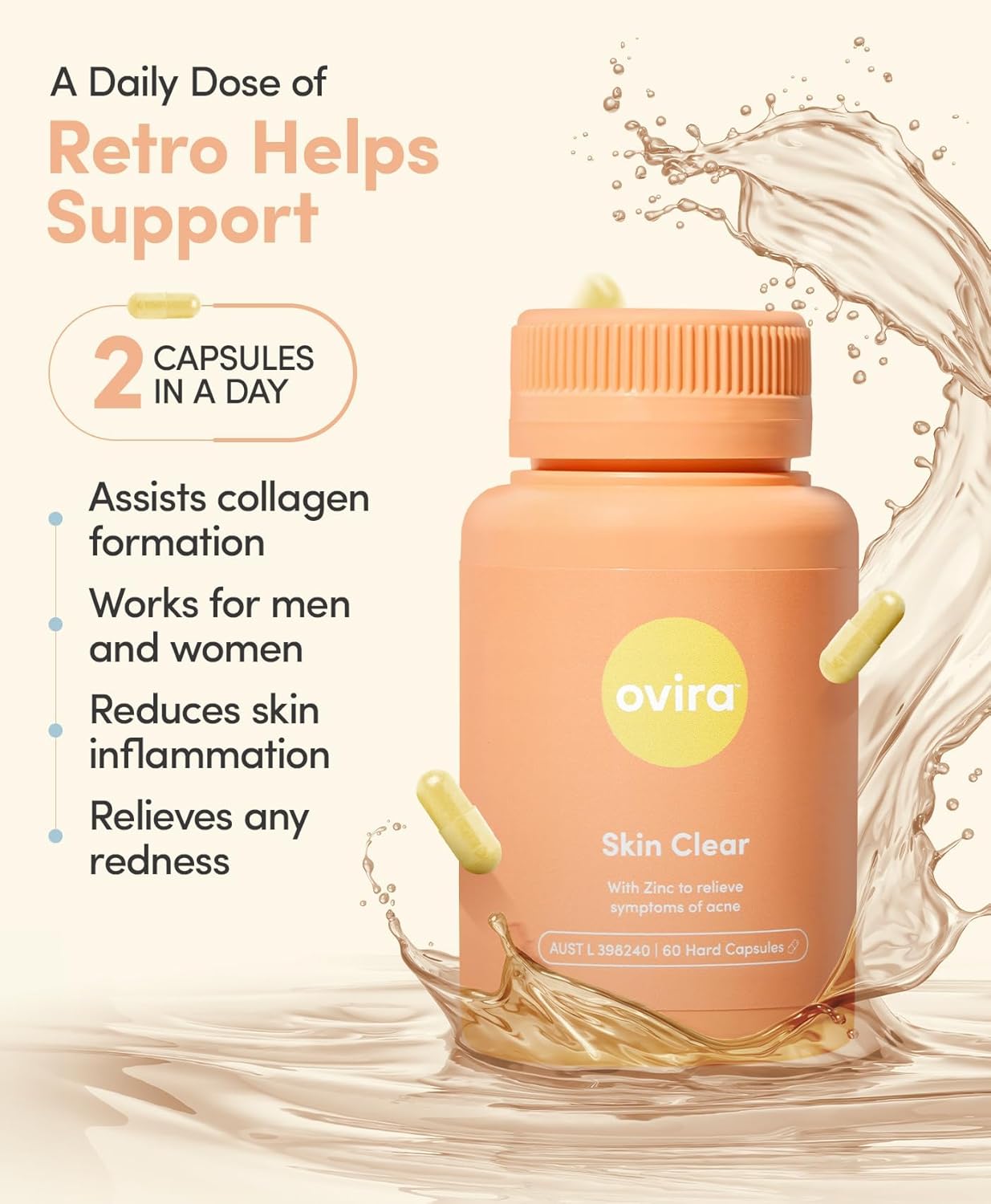 ZINCBRIGHT Skin Clear Capsules - 240 Count for Rosacea & Hormonal Acne Support, Glowing Skin & Collagen Production Boost