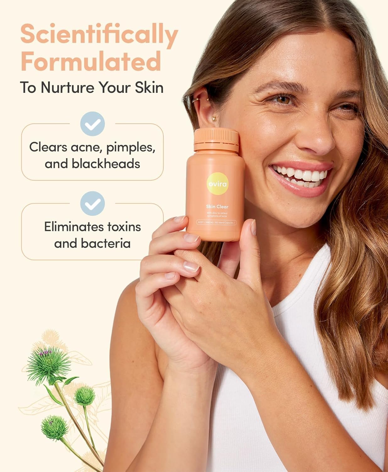 ZINCBRIGHT Skin Clear Capsules - Rosacea & Hormonal Acne Treatment for Glowing Skin | Supports Collagen Production | Acne Supplements for Men & Women - 120 Capsules