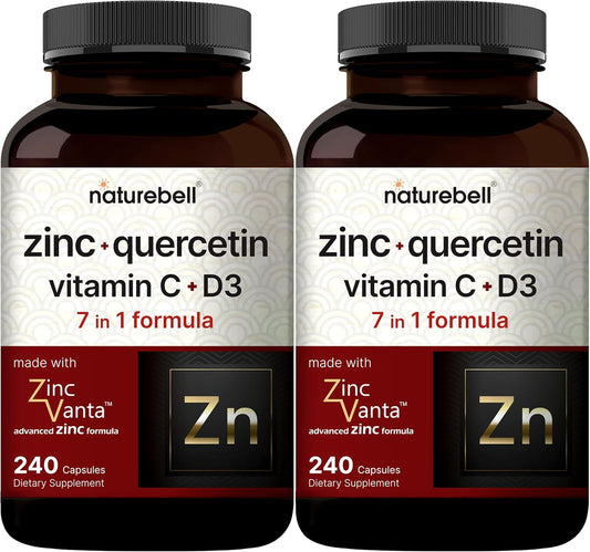 ZincVanta Immune Defense: Quercetin 1,000mg, Zinc 50mg, Vitamin C 250mg, D3 5,000 IU - 480 Capsules