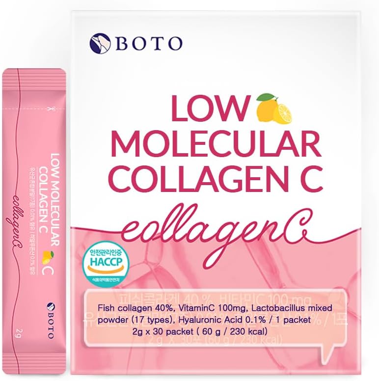 ZIOSTAND BOTO Low Collagen C Powder Supplement with Hyaluronic Acid and Vitamin - Lemon Flavored - 30 Day Supply
