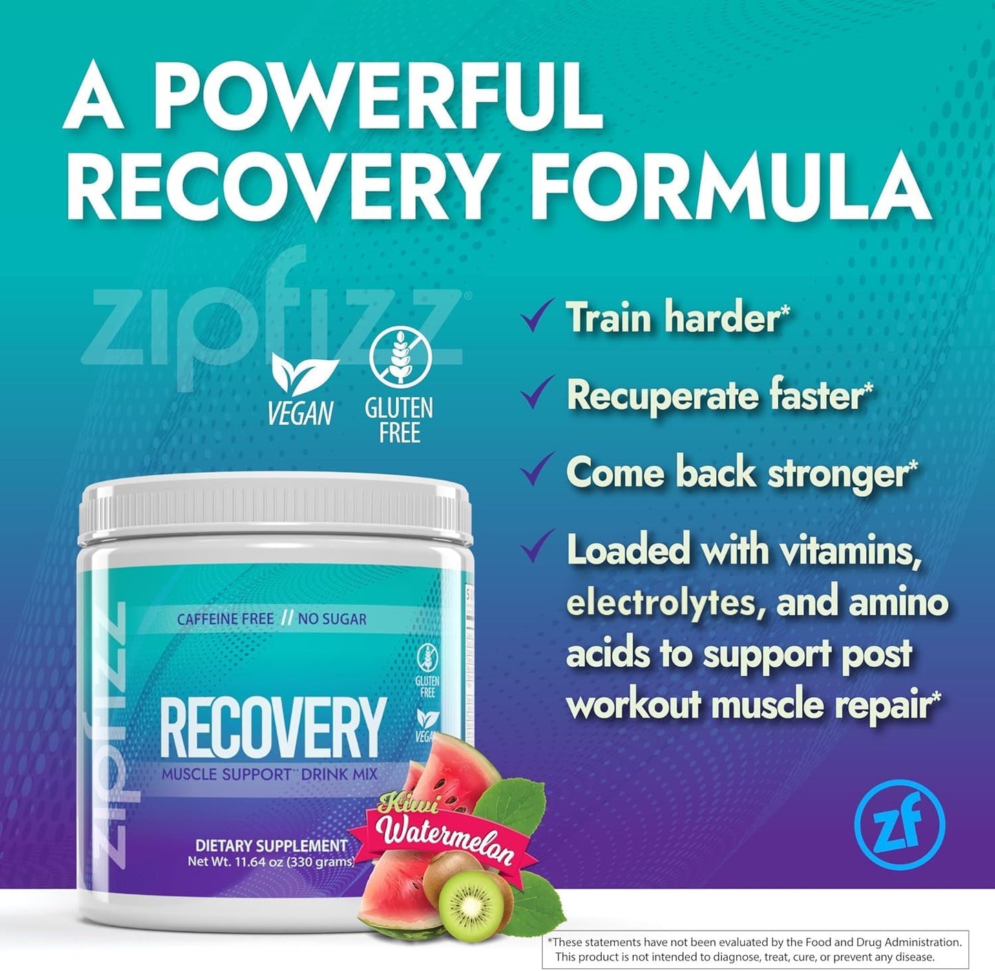 Zipfizz Muscle Recovery Drink Mix: Boost Performance with Essential Nutrients for Fast Muscle Repair - With L-Glutamine, Tart Cherry Extract, L-Carnitine