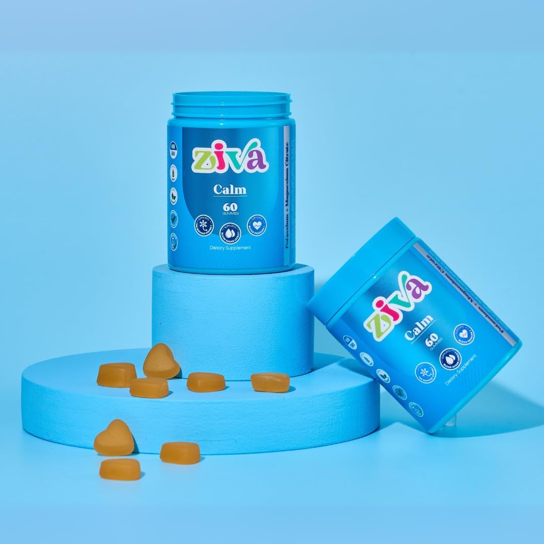 ZIVA Calm 60 Gummies with Potassium Citrate and Magnesium Citrate - Top Potassium Supplement for Relaxation