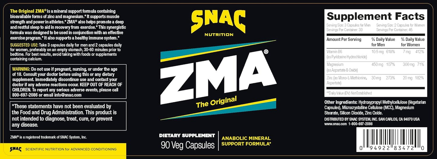 ZMA Recovery and Sleep Supplement - Muscle Recovery, Immune Support, Restorative Sleep - 180 Veggie Capsules (2 Pack)