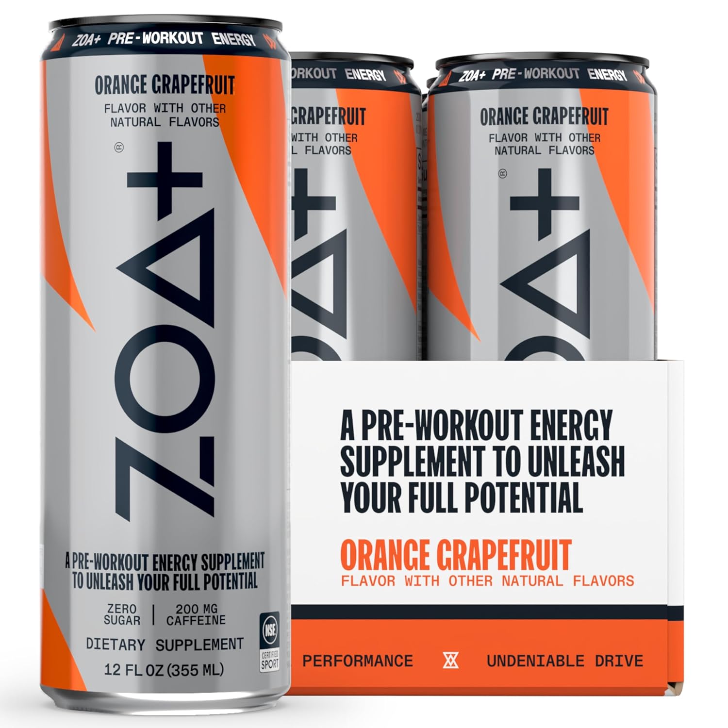 ZOA+ Variety Bundle Pre-Workout Energy Drink - NSF Certified, Zero Sugar, Nitric Oxide, B & D Vitamins, Amino Acids, Electrolytes - 48 pack