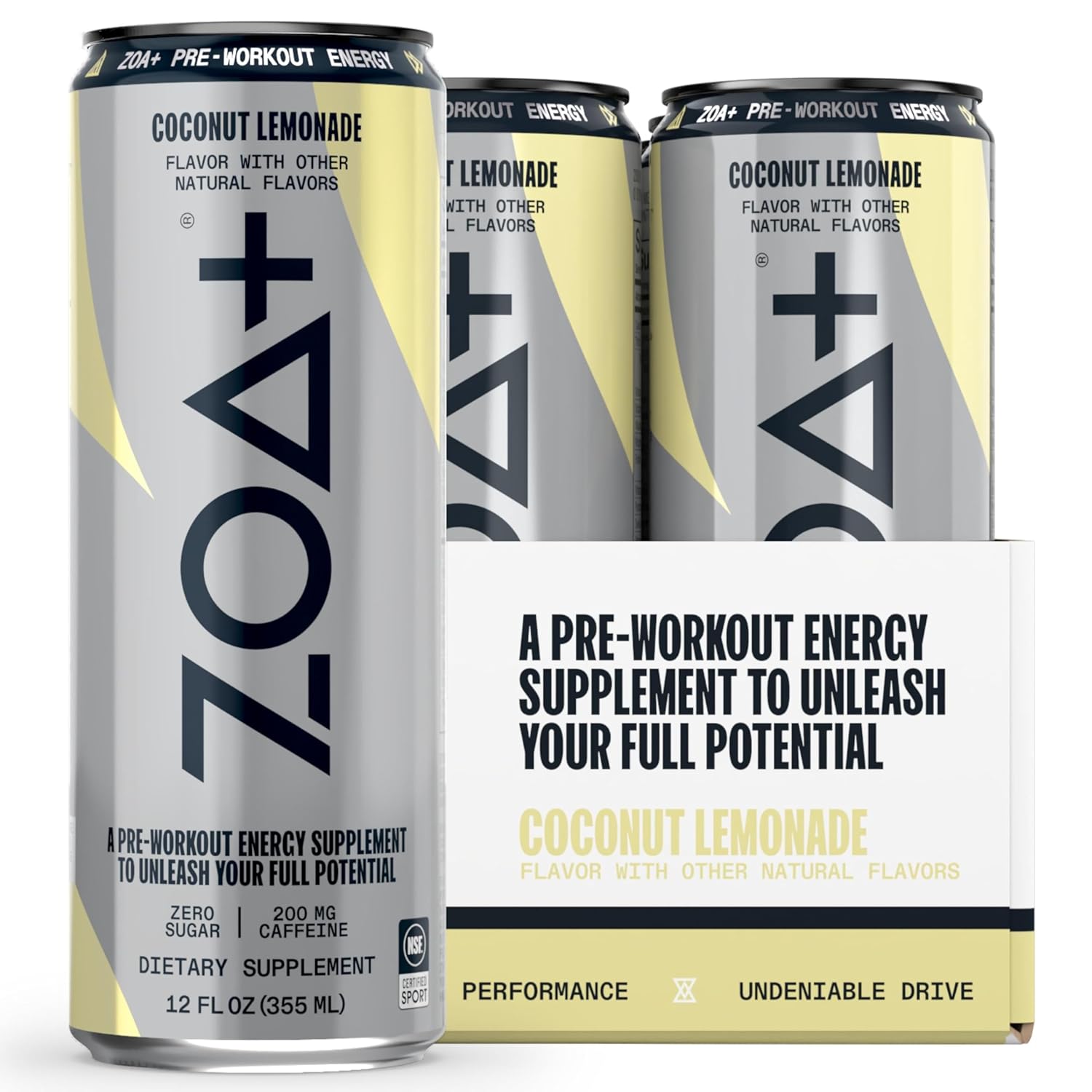 ZOA+ Variety Bundle Pre-Workout Energy Drink - NSF Certified, Zero Sugar, Nitric Oxide, B & D Vitamins, Amino Acids, Electrolytes - 48 pack