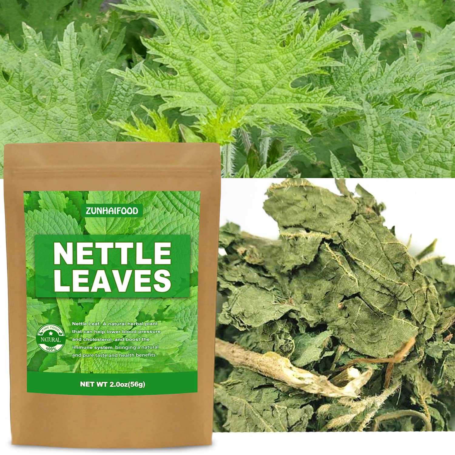 Zunhai Food Premium Natural Nettle Leaf, 2.0 oz (56g) - 100% Pure, Non-GMO, Additive-Free