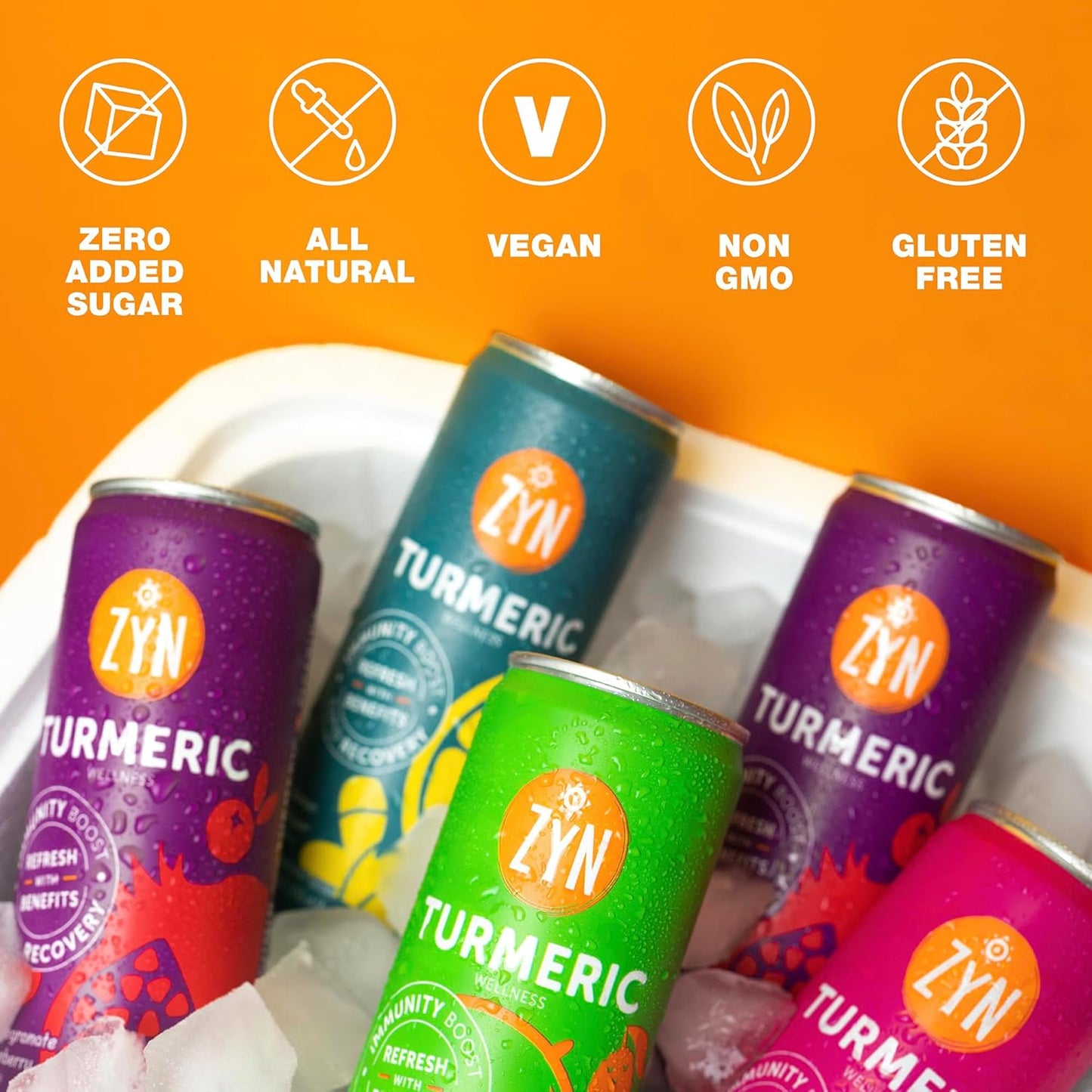 ZYN Mixed Berry Turmeric Wellness Drink 6-Pack - Sugar-Free, Low Carb, Low Calorie with Black Pepper - Clean Alternative