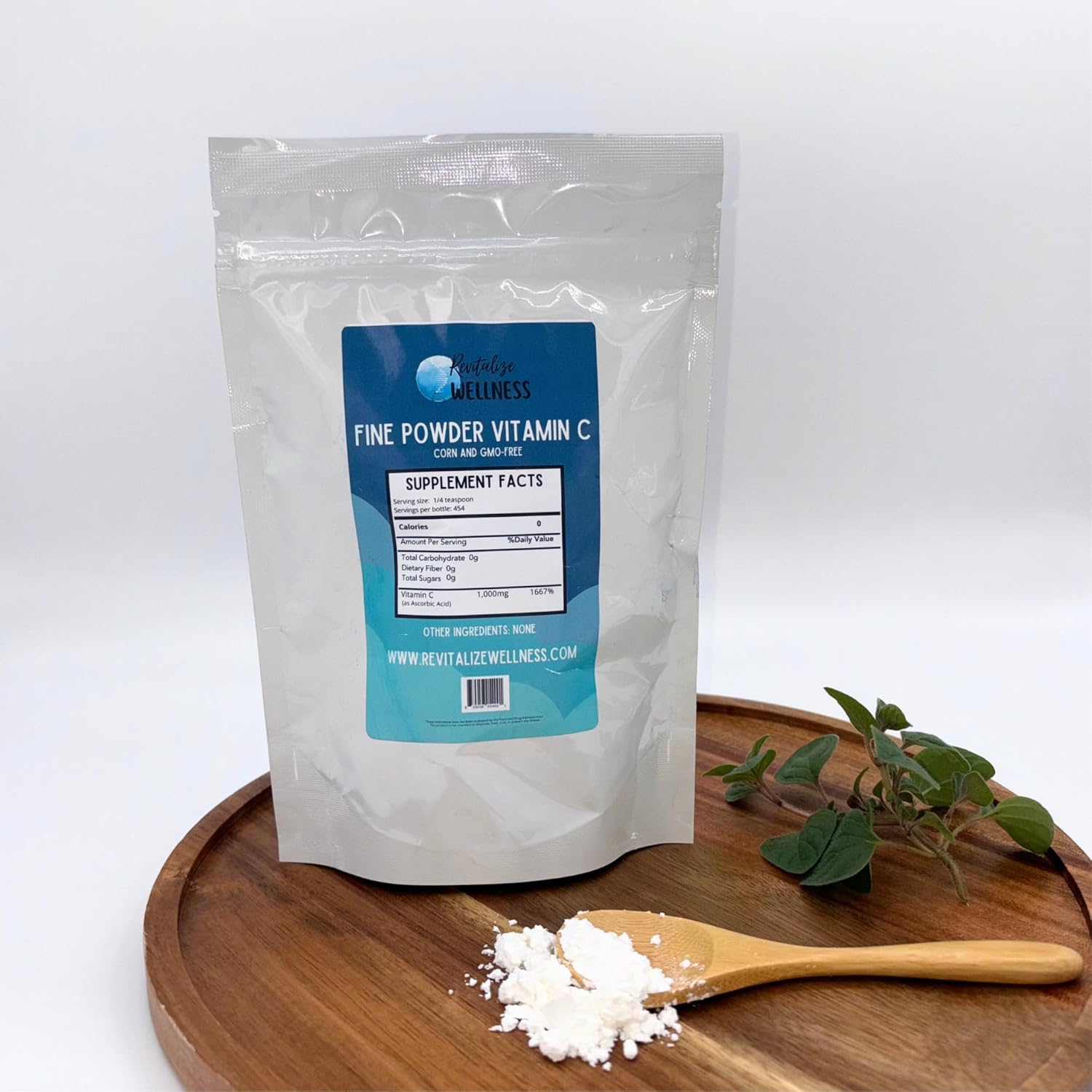 1 lb. Bag of Fine Powder Vitamin C as Ascorbic Acid + Organic Allergy Defense Wellness Bundle