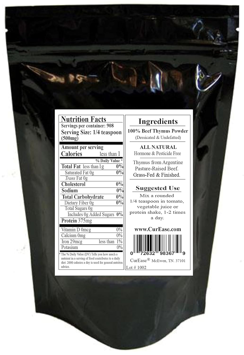 1 LB Grass-Fed and Finished Argentine Beef Thymus Powder by CurEase