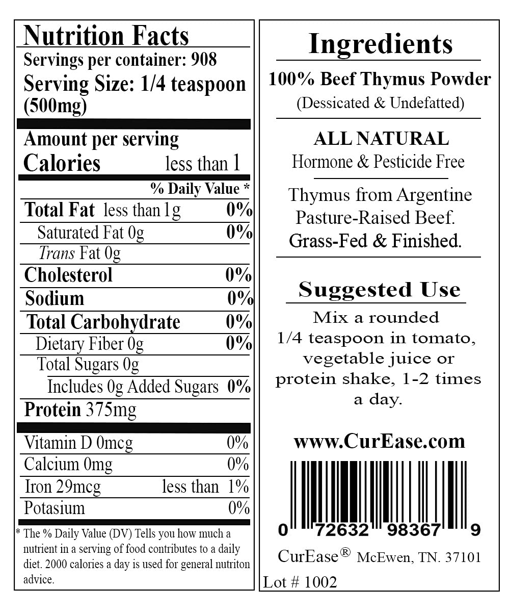 1 LB Grass-Fed and Finished Argentine Beef Thymus Powder by CurEase