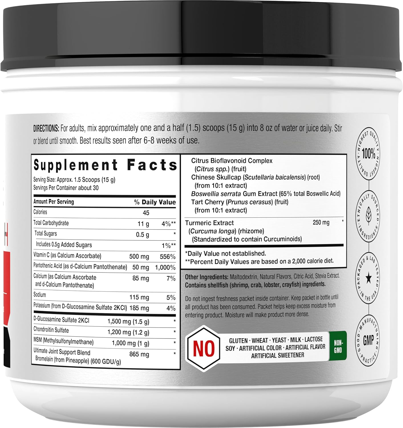 1 lb Horbäach Ultimate Joint Support Powder with Glucosamine, Chondroitin, MSM & Turmeric - Triple Action Support for Men and Women - Non-GMO, Gluten Free