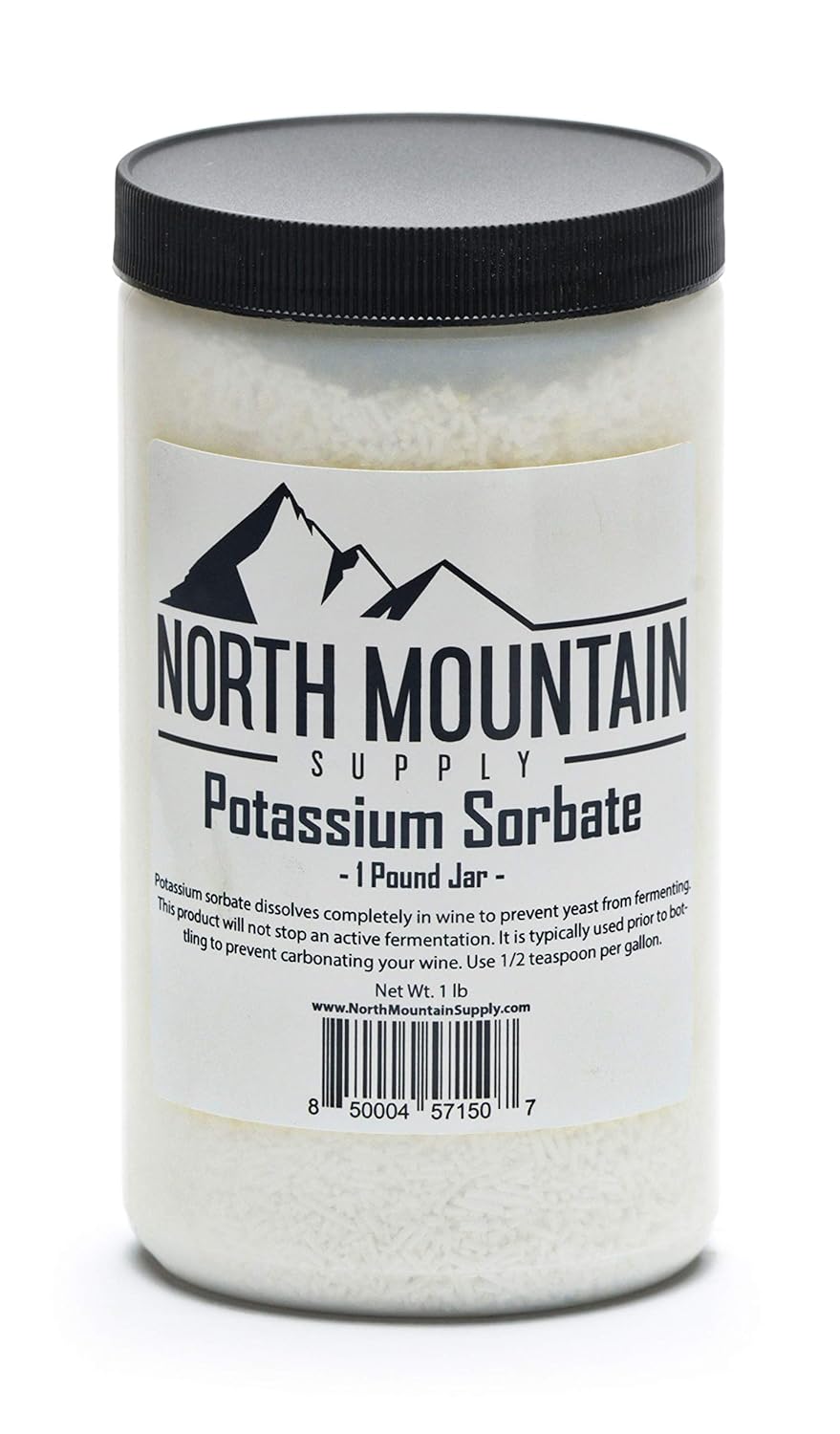 1 lb Jar of Food Grade Potassium Sorbate Stabilizer by North Mountain Supply