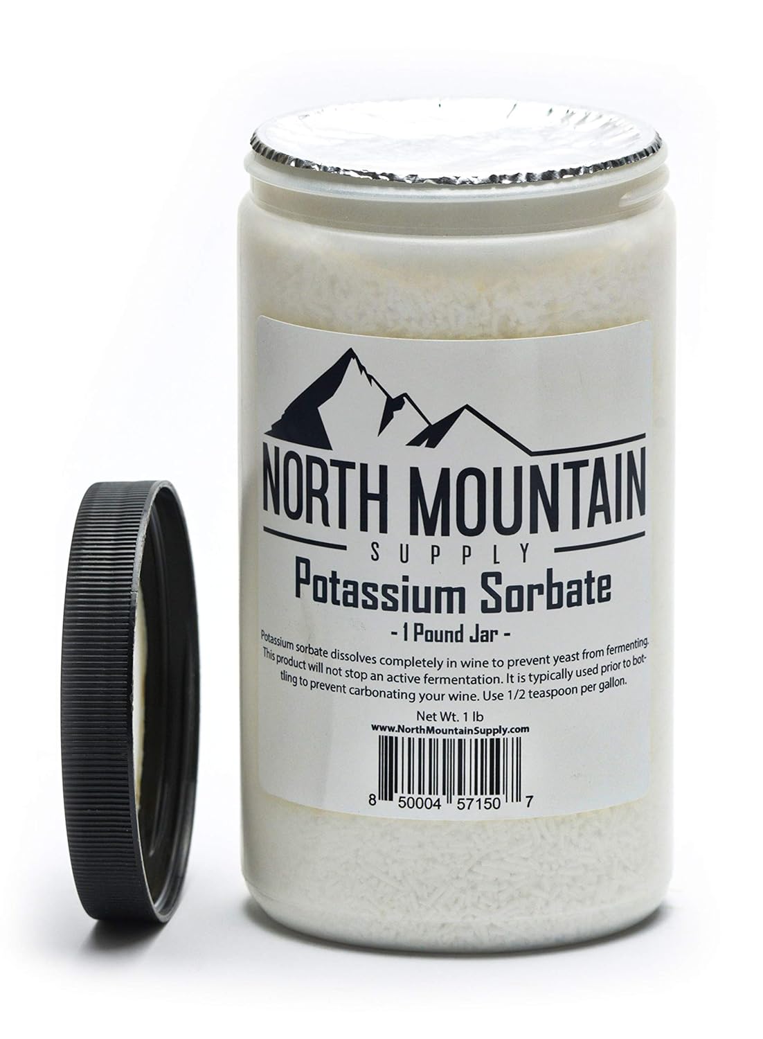 1 lb Jar of Food Grade Potassium Sorbate Stabilizer by North Mountain Supply