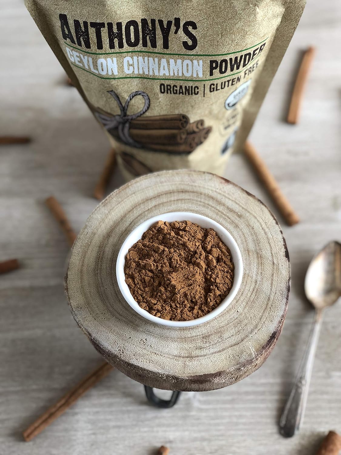 1 lb of Anthony's Organic Ceylon Cinnamon Powder - Ground, Gluten Free, Non Irradiated, Non GMO, Keto Friendly