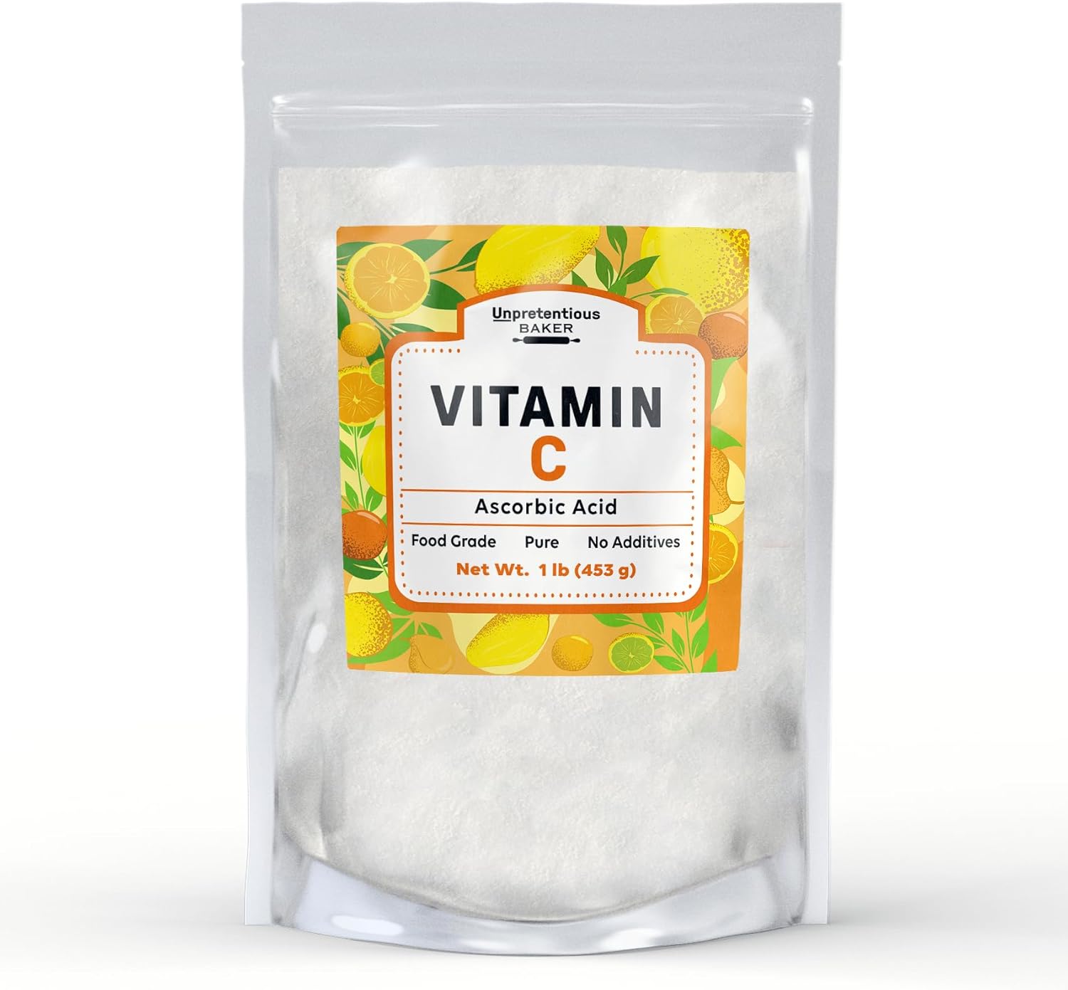 1 lb Resealable Bag of Vitamin C Powder for Baking - Ascorbic Acid Supplement