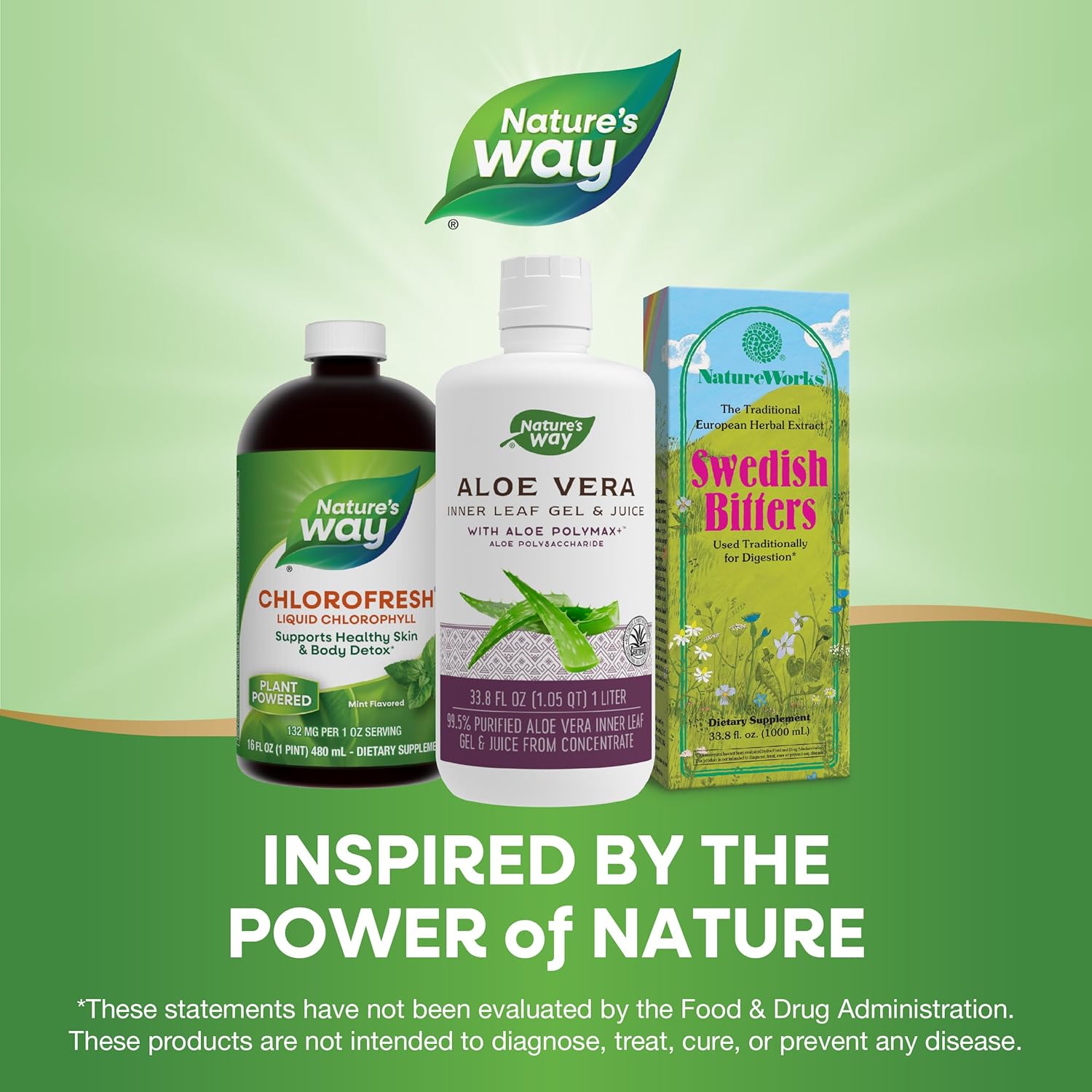 1 Liter Nature's Way Aloe Vera Inner Leaf Gel & Juice - Natural and Organic Dietary Supplement