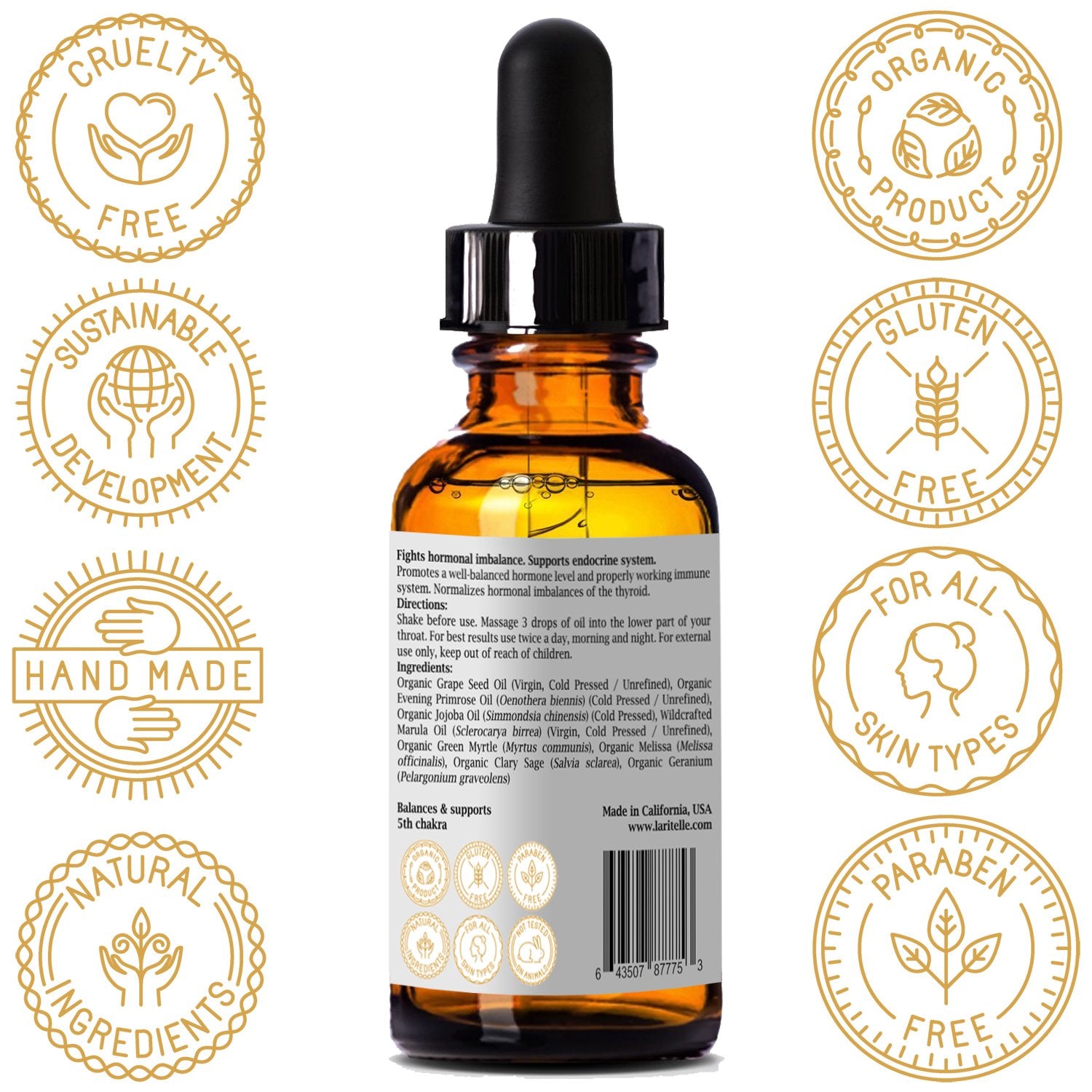 1 oz Laritelle Organic Hormonal Balance & Thyroid Support Treatment | Fights Hormonal Imbalance, Supports Endocrine System | Normalizes Thyroid Hormonal Imbalances | Rejuvenating, Age-Defying Formula