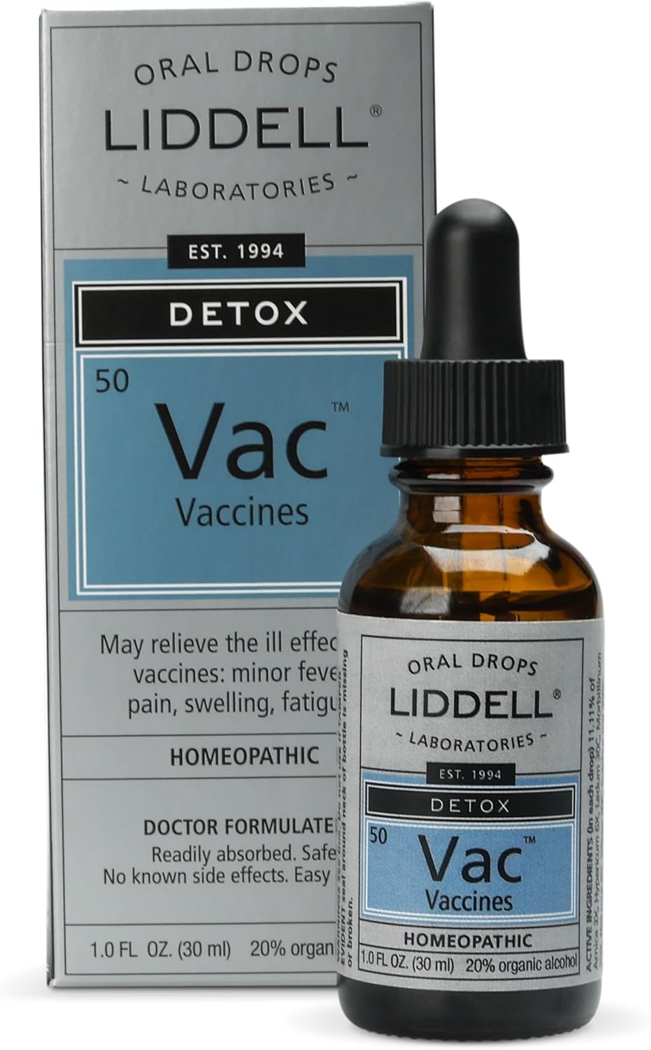 1 oz Liddell Homeopathic Vaccine Detox Oral Drops - Natural Oral Detox Solution