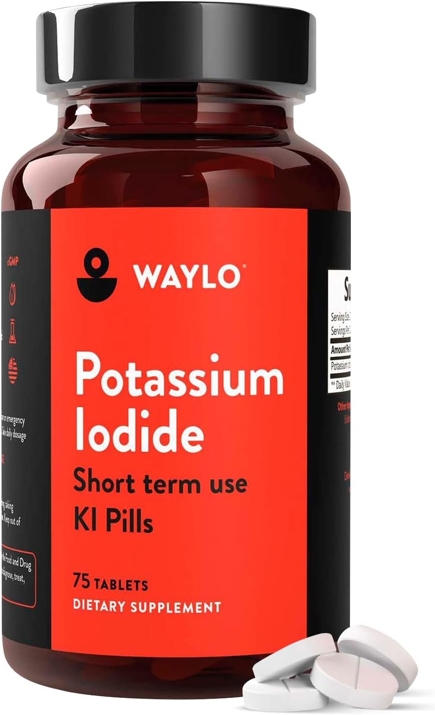 1 Pack of Waylo Potassium Iodide Tablets - 130 mg per Serving, 75 Tablets, USA Made, cGMP Certified